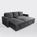 Canapé d'angle convertible 3 places méridienne et coffre en tissu Positis Catalogue