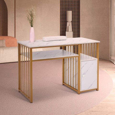 Tafel schoonheidsspecialist manicure design marmer effect gouden metaal Revin Aanbieding