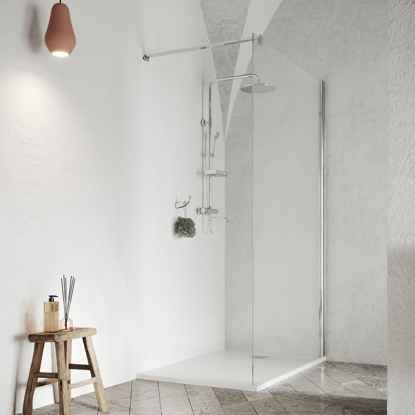 Douchecabine met transparante 8 mm geharde glazen wand 100x190 cm Walk In Aanbieding Douchecabine met transparante 8 mm geharde glazen wand 100x190 cm Walk In Aanbieding