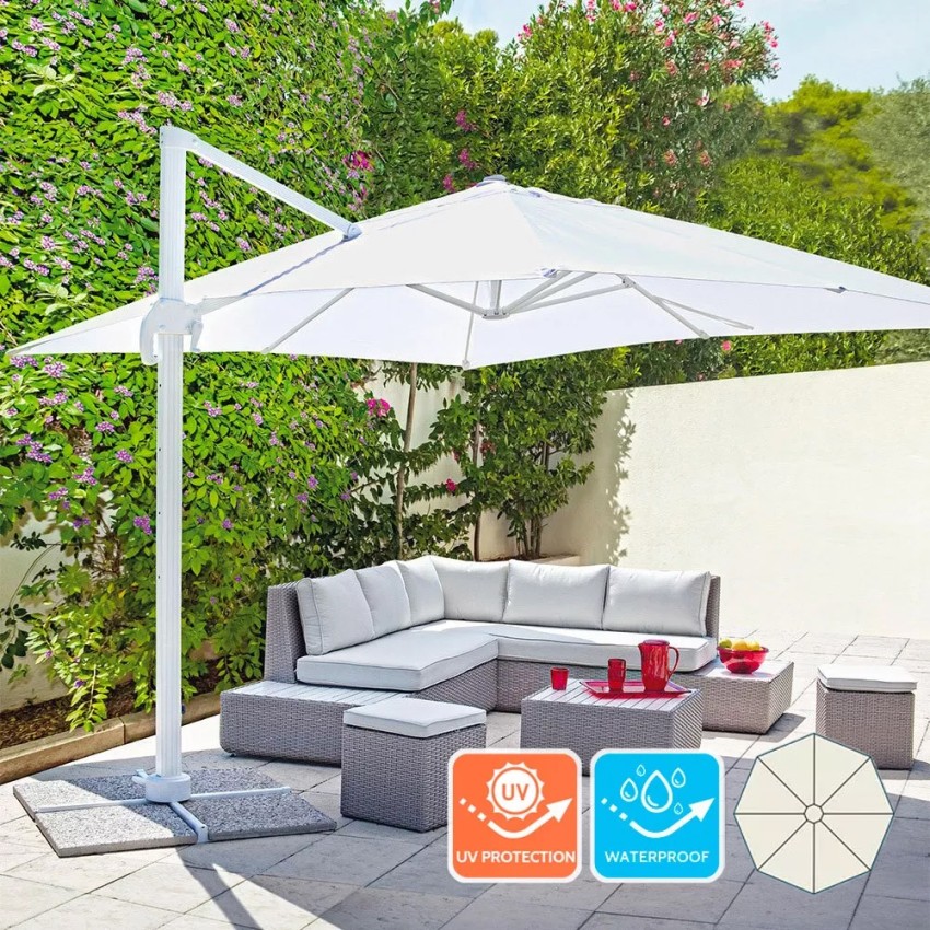 Parasol de jardin déporté en aluminium 3x3 Paradise White Promotion Parasol de jardin déporté en aluminium 3x3 Paradise White Promotion