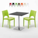 Vierkante tafel 70x70 cm met 2 gekleurde stoelen Paris Rum Raisin Catalogus
