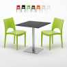 Vierkante tafel 70x70 cm met 2 gekleurde stoelen Paris Rum Raisin Catalogus