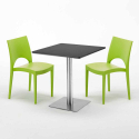 Vierkante tafel 70x70 cm met 2 gekleurde stoelen Paris Rum Raisin Aankoop