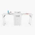 Table manucure peu encombrante Double plateau et Roues Dabol Promotion