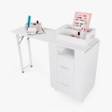 Table manucure peu encombrante Double plateau et Roues Dabol Dimensions