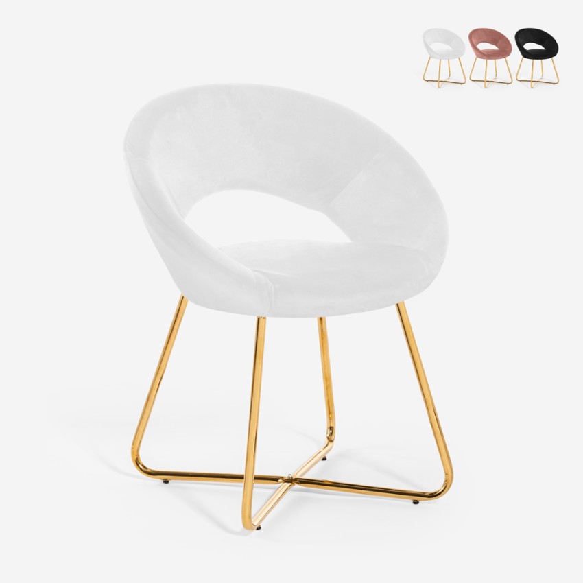 Chaise fauteuil velours séjour cuisine restaurant pieds dorées Wisel Promotion Chaise fauteuil velours séjour cuisine restaurant pieds dorées Wisel Promotion