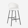 Tabouret haut bar cuisine design moderne velours métal noir Cincinnati Réductions