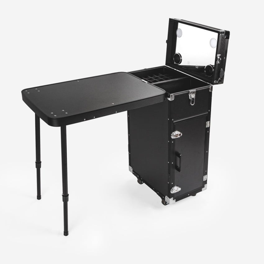 Make-up trolley make-up koffer met spiegel, tafel en verlichting Smarty Aanbieding Make-up trolley make-up koffer met spiegel, tafel en verlichting Smarty Aanbieding
