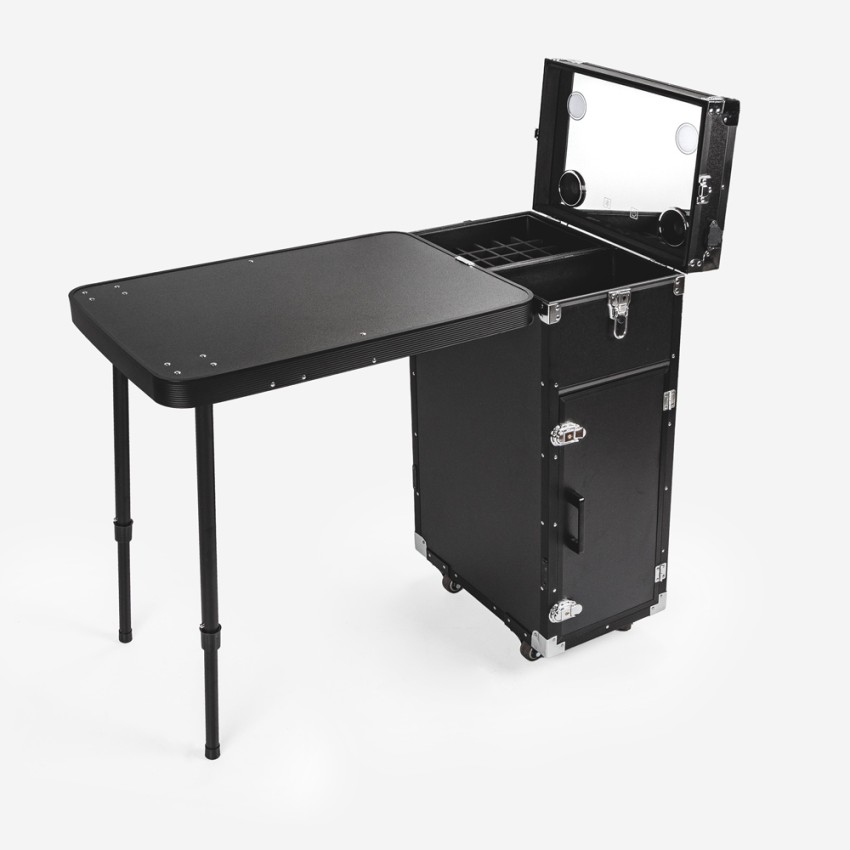 Valise à roulettes pour maquillage avec table miroir lumières Smarty Promotion