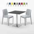 Vierkante tafel 70x70 cm met 2 gekleurde stoelen Ice Rum Raisin Aanbieding