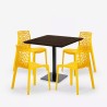 Horeca set met salontafel 90x90 cm en 4 stapelbare design stoelen Dustin 