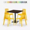 Horeca set met salontafel 90x90 cm en 4 stapelbare design stoelen Dustin 