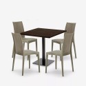 Ensemble Table Bois 90x90cm Horeca et 4 Chaises Empilables Poly RotinBar Restaurant Café Barrett 