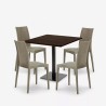 Ensemble Table Bois 90x90cm Horeca et 4 Chaises Empilables Poly RotinBar Restaurant Café Barrett 