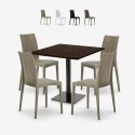 Ensemble Table Bois 90x90cm Horeca et 4 Chaises Empilables Poly RotinBar Restaurant Café Barrett Réductions