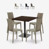 Ensemble Table Bois 90x90cm Horeca et 4 Chaises Empilables Poly RotinBar Restaurant Café Barrett Réductions