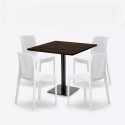 Ensemble Table Bois Métal 90x90cm Horeca et 4 Chaises Empilables Bar Restaurant Yanez 