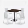 Ensemble Table Bois Métal 90x90cm Horeca et 4 Chaises Empilables Bar Restaurant Yanez 