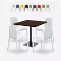 Ensemble Table Bois Métal 90x90cm Horeca et 4 Chaises Empilables Bar Restaurant Yanez Offre