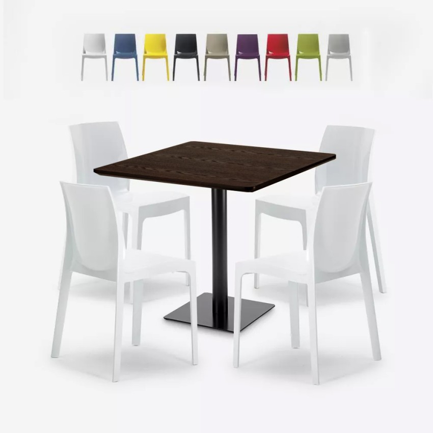 Ensemble Table Bois Métal 90x90cm Horeca et 4 Chaises Empilables Bar Restaurant Yanez Offre Ensemble Table Bois Métal 90x90cm Horeca et 4 Chaises Empilables Bar Restaurant Yanez Offre