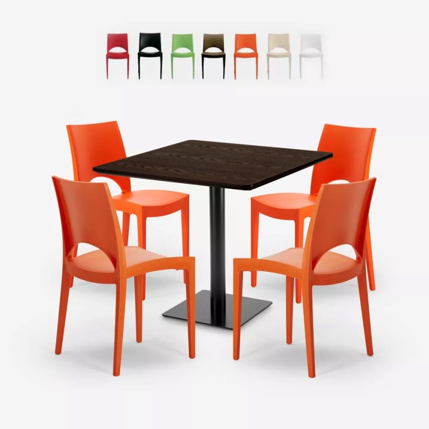 Ensemble Table 90x90cm Horeca et 4 Chaises Empilables Bar Restaurant Prince Promotion Ensemble Table 90x90cm Horeca et 4 Chaises Empilables Bar Restaurant Prince Promotion