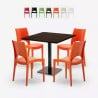 Ensemble Table 90x90cm Horeca et 4 Chaises Empilables Bar Restaurant Prince Promotion