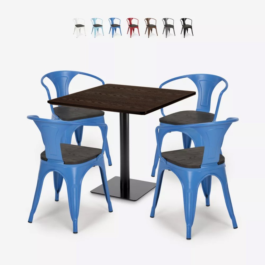 Horeca set met tafel 90x90 cm en 4 stoelen Burke Voorraad