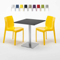 Vierkante tafel 70x70 cm met 2 gekleurde stoelen Ice Rum Raisin Keuze