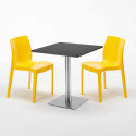 Vierkante tafel 70x70 cm met 2 gekleurde stoelen Ice Rum Raisin 