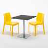 Vierkante tafel 70x70 cm met 2 gekleurde stoelen Ice Rum Raisin 