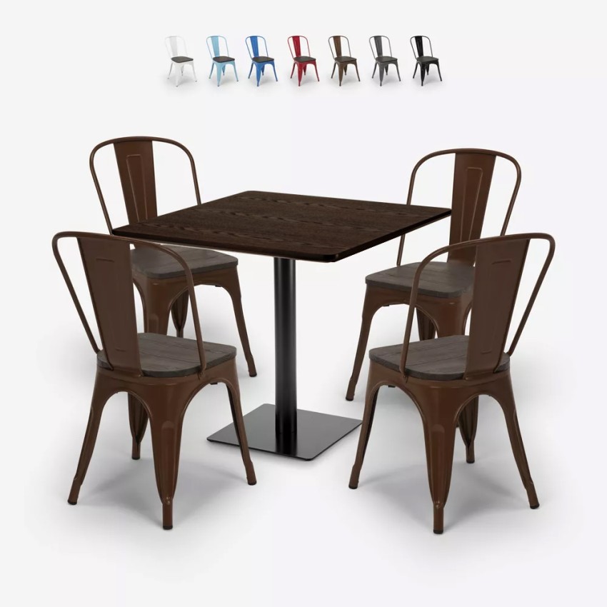 Horeca set met tafel 90x90 cm en 4 stoelen Edgar Afmetingen Horeca set met tafel 90x90 cm en 4 stoelen Edgar Afmetingen