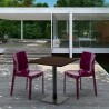 Vierkante Tafel 70x70 cm houteffect blad met 2 gekleurde stoelen Ice Melon 