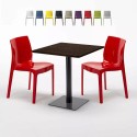 Vierkante Tafel 70x70 cm houteffect blad met 2 gekleurde stoelen Ice Melon Karakteristieken
