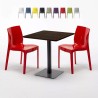 Vierkante Tafel 70x70 cm houteffect blad met 2 gekleurde stoelen Ice Melon Karakteristieken