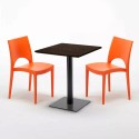 Vierkante tafel 60x60 cm met 2 gekleurde stoelen Paris Kiss 