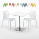 Vierkante salontafel wit 60x60 cm en 2 gekleurde stoelen Gruyver Strawberry Aanbod