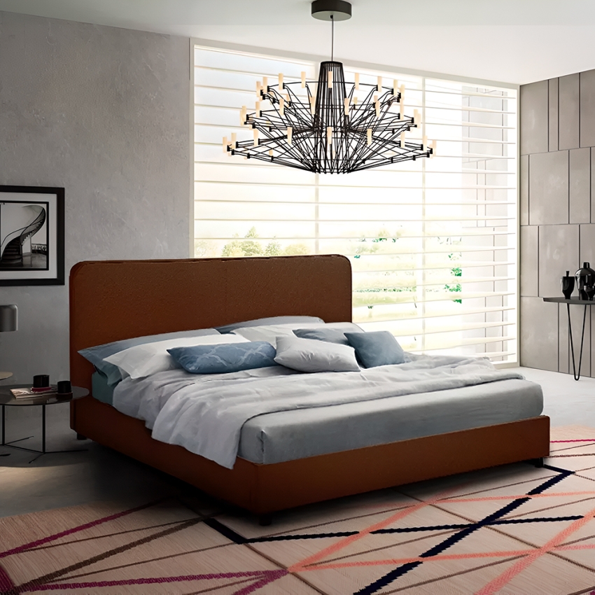 Lit double 160x190 en tissu avec sommier à lattes Zurich King Lit double 160x190 en tissu avec sommier à lattes Zurich King