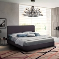 Lit double 160x190 en tissu avec sommier à lattes Zurich King Promotion