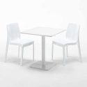 Table carrée 70x70 blanche avec 2 chaises colorées Ice Meringue Prix