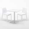 Table carrée 70x70 blanche avec 2 chaises colorées Ice Meringue Prix