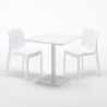 Vierkante salontafel wit 70x70 cm en 2 gekleurde stoelen Ice Meringue Afmetingen