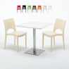 Vierkante salontafel wit 60x60 cm en 2 gekleurde stoelen Paris Strawberry Verkoop