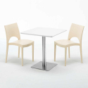 Vierkante salontafel wit 60x60 cm en 2 gekleurde stoelen Paris Strawberry Karakteristieken