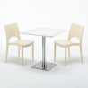 Vierkante salontafel wit 60x60 cm en 2 gekleurde stoelen Paris Strawberry Karakteristieken