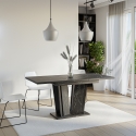 Uitschuifbare eettafel 120-160x80 cm zwarte marmerlook Doha 2 Aanbieding
