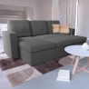 Canapé d'angle convertible 3 places méridienne et coffre en tissu Positis Promotion