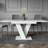 Table extensible moderne blanche 120-160x80cm effet marbre Masiv Remises
