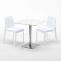 Vierkante salontafel wit 60x60 cm en 2 gekleurde stoelen Ice Strawberry Aankoop