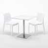 Vierkante salontafel wit 60x60 cm en 2 gekleurde stoelen Ice Strawberry Aankoop