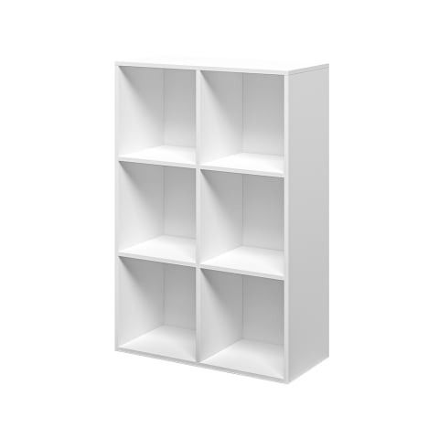 Moderne witte kantoorboekenkast met 6 kubusvormige planken 65x30x97cm Ika 2 Aanbieding